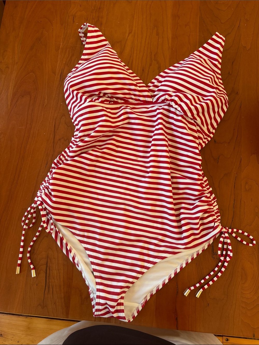 Talbots Red and White Striped Kids One-Piece Swimsuit